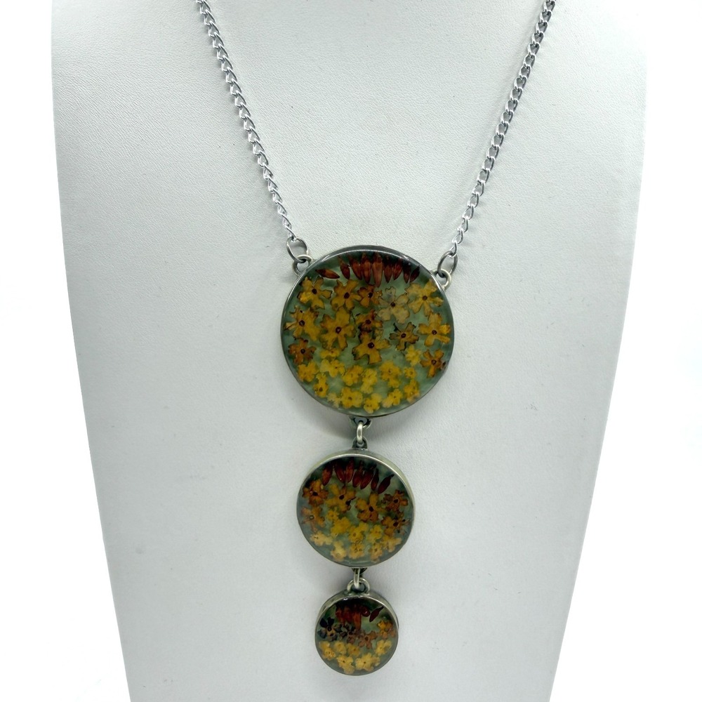 Pressed Flower Resin Necklace - Boho Celestial Jewelry Gift